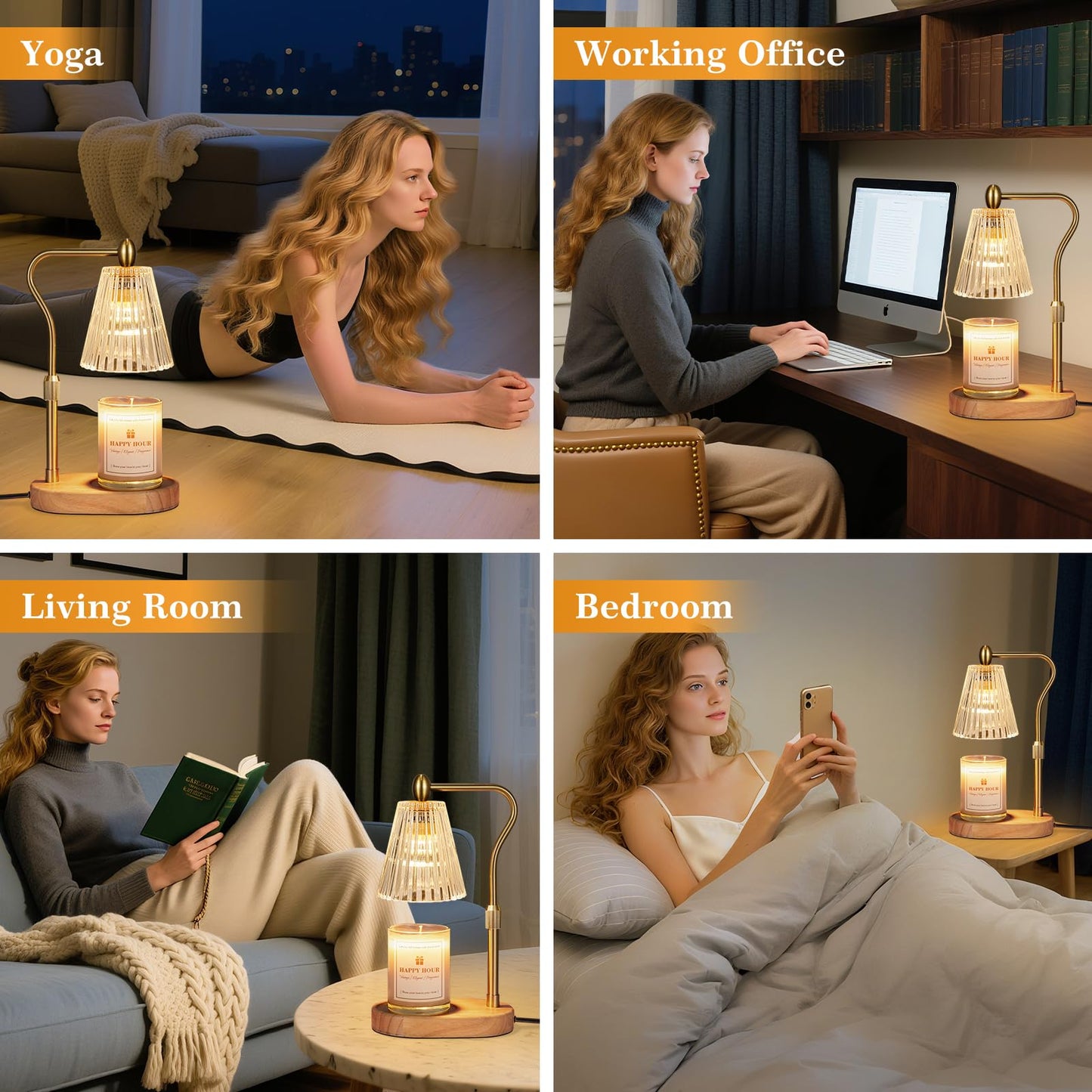 Imenlox Candle Warmer Lamp, with Timer and Dimmer, Adjustable Height, for Mom, Christmas Birthday Gifts for Women, House Warming Gifts Home Decor, Wax Warmer for Jar Candles(Amber)