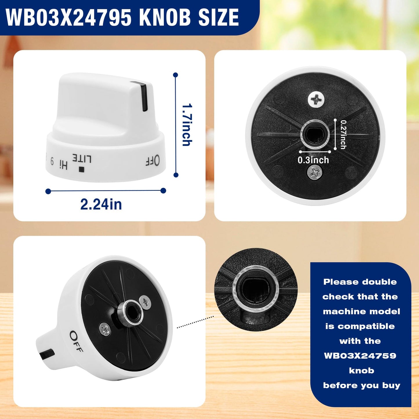 WB03X24795 Range Surface Burner Knob, 4396546 Gas Range Control Knob Replacement, AP5989028 Gas Range knobs Compatible with GE Stove (White 5pcs) PS11729080