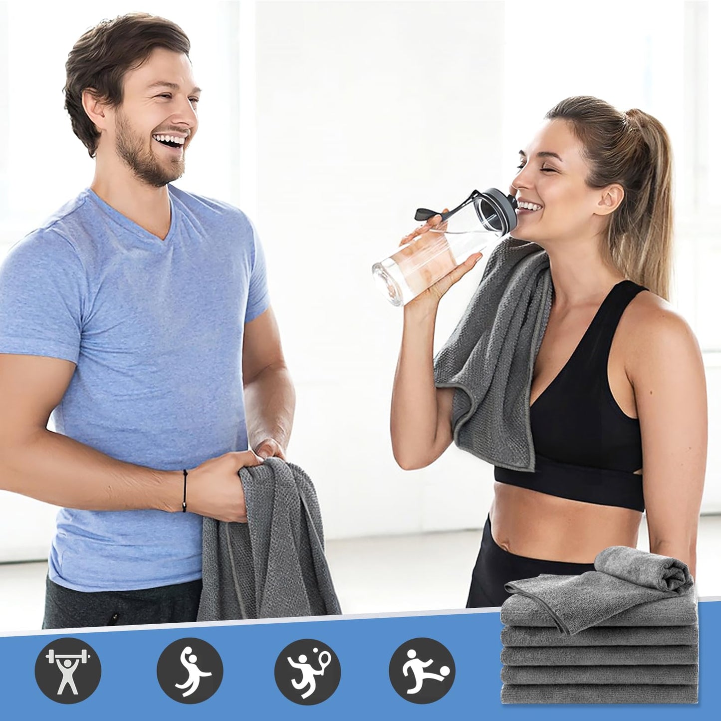 UNIMADE 48 Pack Gym Towels Set - Highly Absorbent and Quick Drying Microfiber Salon Towels, Premium Hand Cloths for Bathroom, Gym, Shower, Hotel, and Spa - 16x27 inch (Grey)