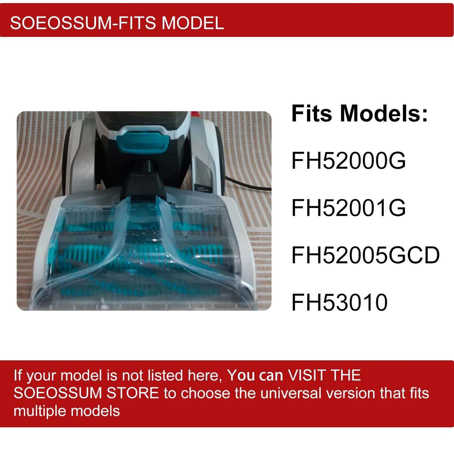 SOEOSSUM 440014442 Front Floor Nozzle Assembly (Replaces 440014442) - Fits Hoover Carpet Cleaner SmartWash 2nd Generation & SmartWash PET FH52000G/FH52001G (Without Sprayer)