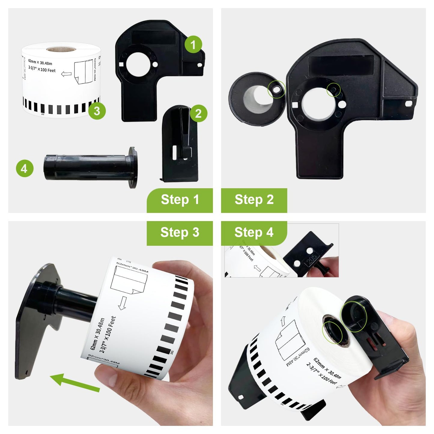 Anylabel - Compatible Continuous Labels Replacement for DK-2205 (2.4 in x 100 ft), Use with Brother QL Label Printers (12 Rolls + 1 Frame, 30.48m Length Labels/Roll)