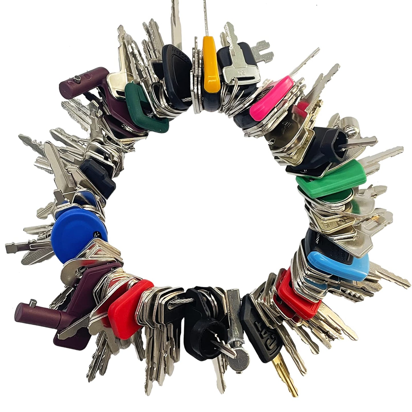 100 Non-Repeating Master Equipment Key Set,Original Heavy Construction Excavatoer Dumper Dozer Ignition Key for CAT John Deere JCB Yanmar Takeuchi Komatsu Volvo Toyota and More