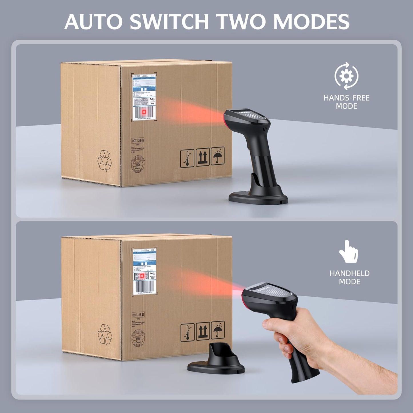 TEEMI TMSL-58CR 2D Bluetooth Barcode Scanner with USB Cradle, Easy Replaceable Battery, Handsfree Auto Scanning, Rechargeable Wireless UPC QR Code Reader for Warehouse, Supermarket, Retail Store POS