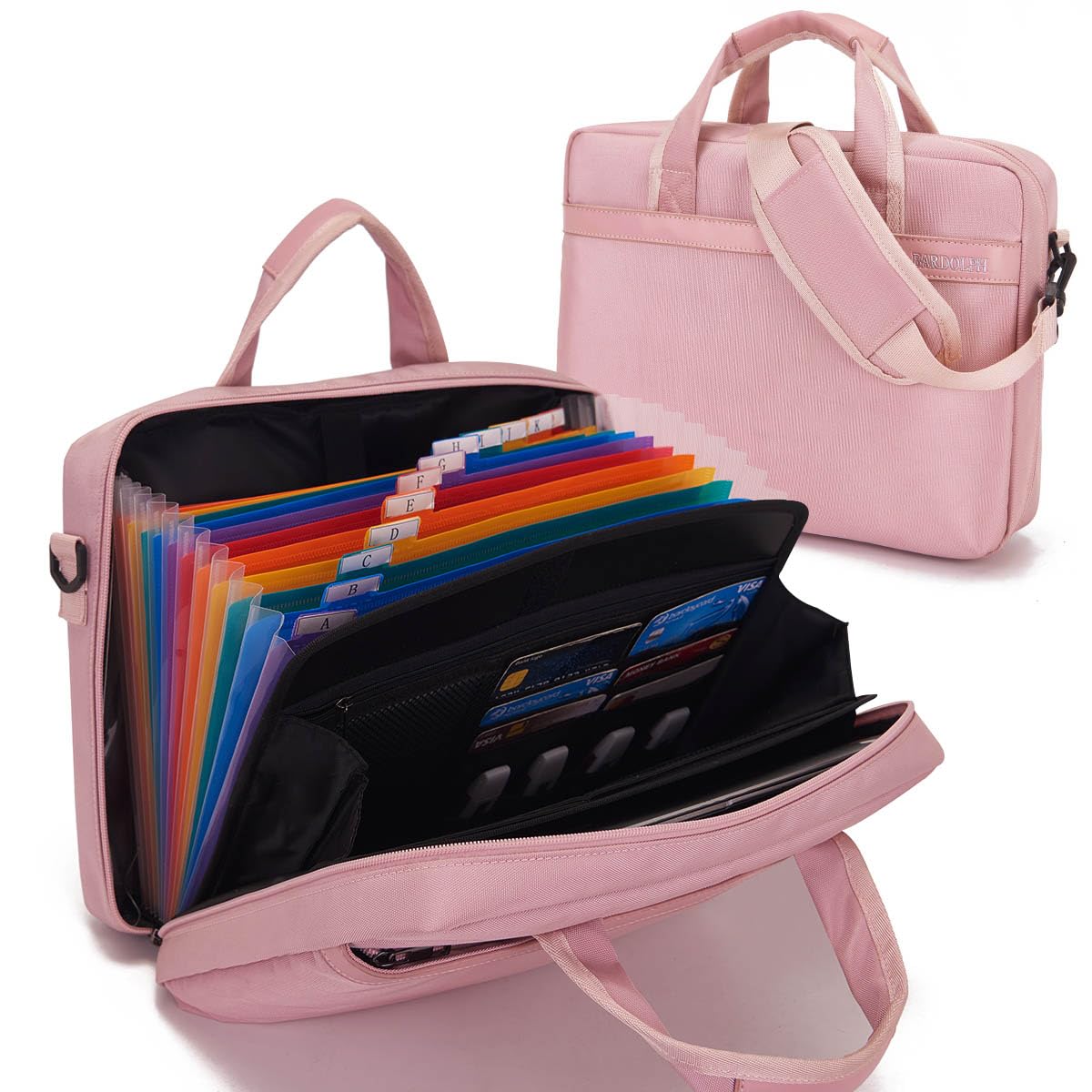 BARDOLPH Accordian File Folder with Handle, 12 Pocket Expanding Folder with Zipper, Heavy Duty Accordian Organizer (PINK)