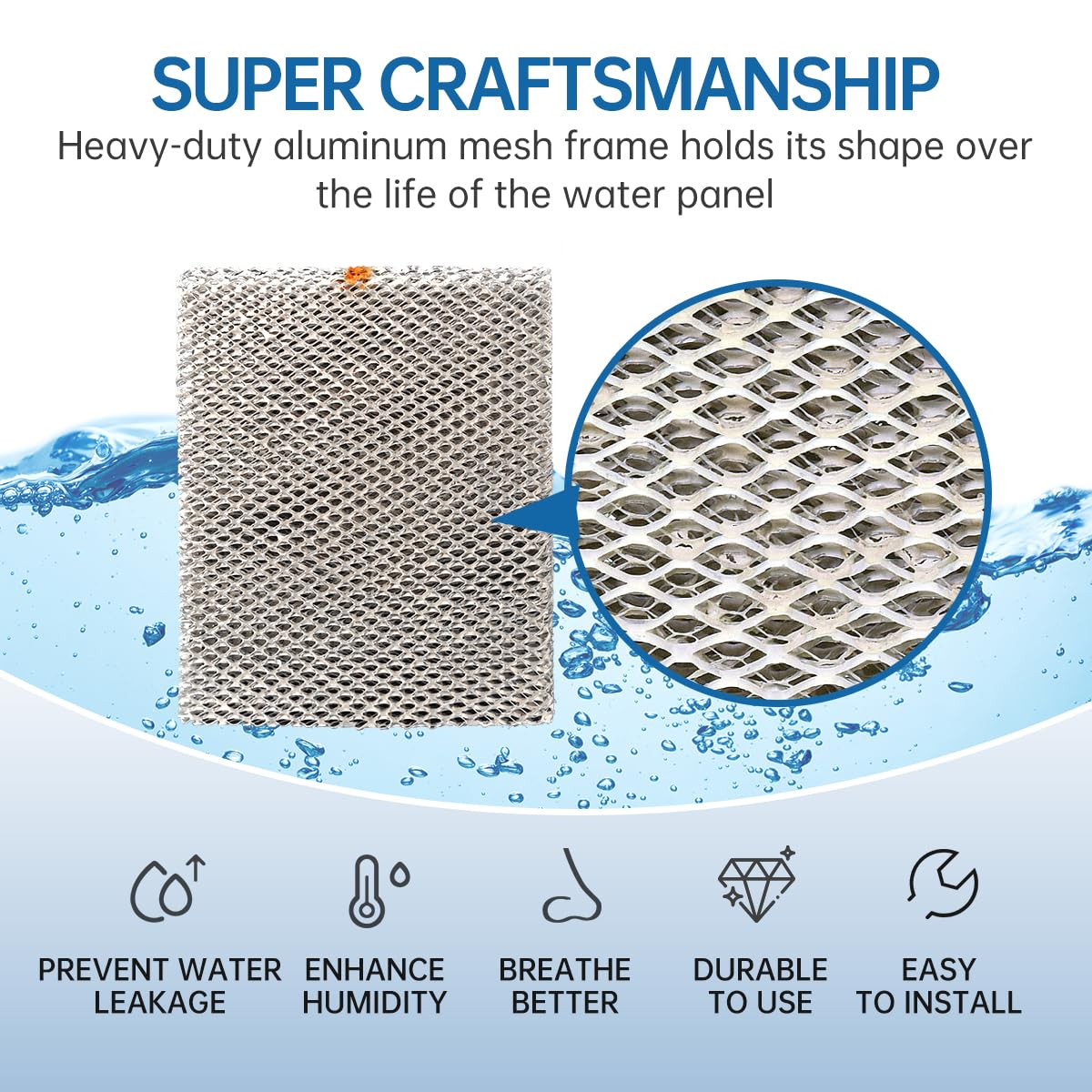ZHONG MERV HC26E1004 Humidifier Pad Water Panel Evaporator Compatible with Honeywell HE365 HE360 HE300 HE265 HE260 HE250 HE200 Aluminum Mesh Replacement Filter 2-Pack