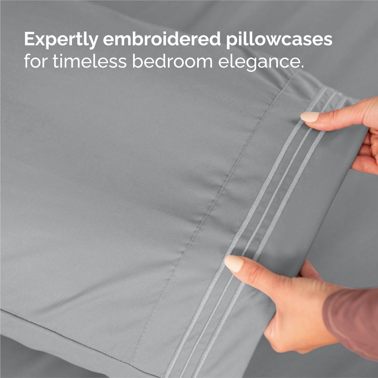Split King Size 5 Piece Sheet Set - Comfy Breathable & Cooling Sheets - Hotel Luxury Bed Sheets for Women & Men - Deep Pockets, Easy-Fit, Soft & Wrinkle Free Sheets - Steel Blue Oeko-Tex Bed Sheet Set
