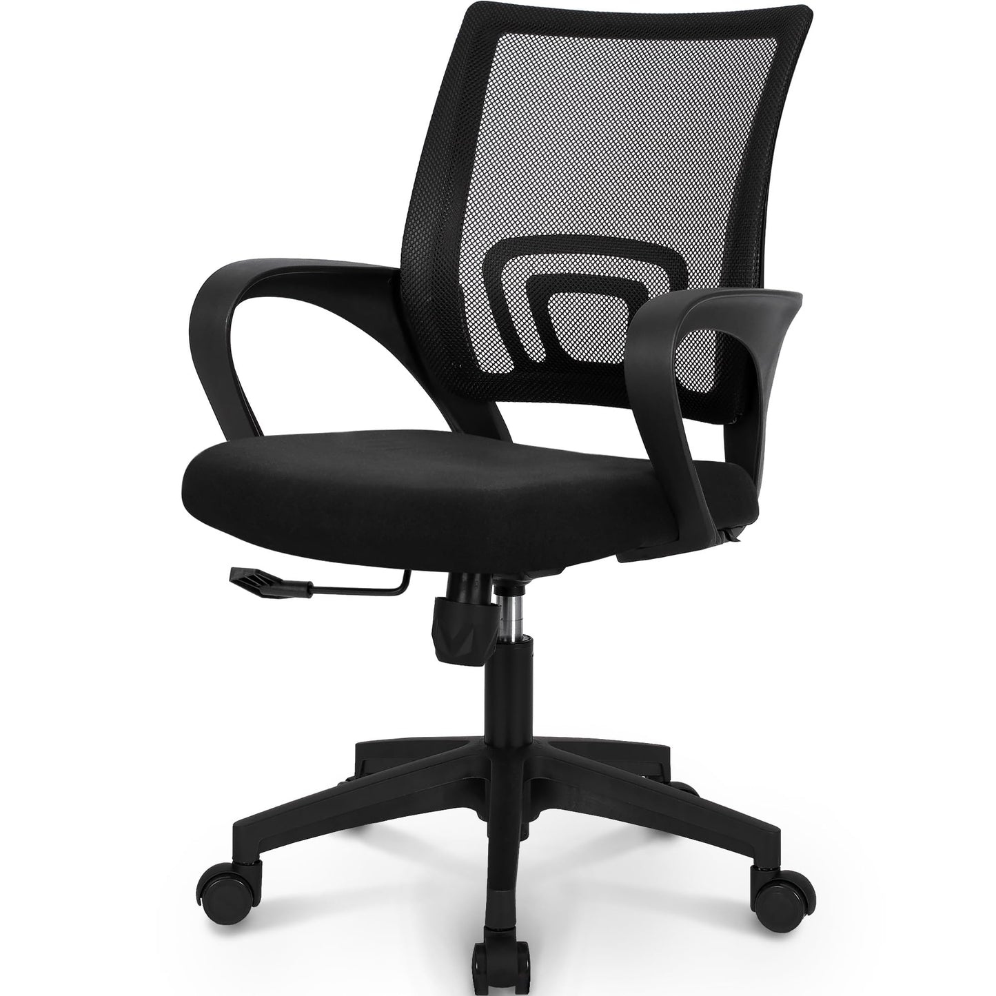 NEO CHAIR Office Desk Computer Chair Ergonomic Mesh Gaming Cushion Seat with Comfy Lumbar Mid Back Support Adjustable Height Swivel Rolling Wheels for Home Task (Mesh Black)