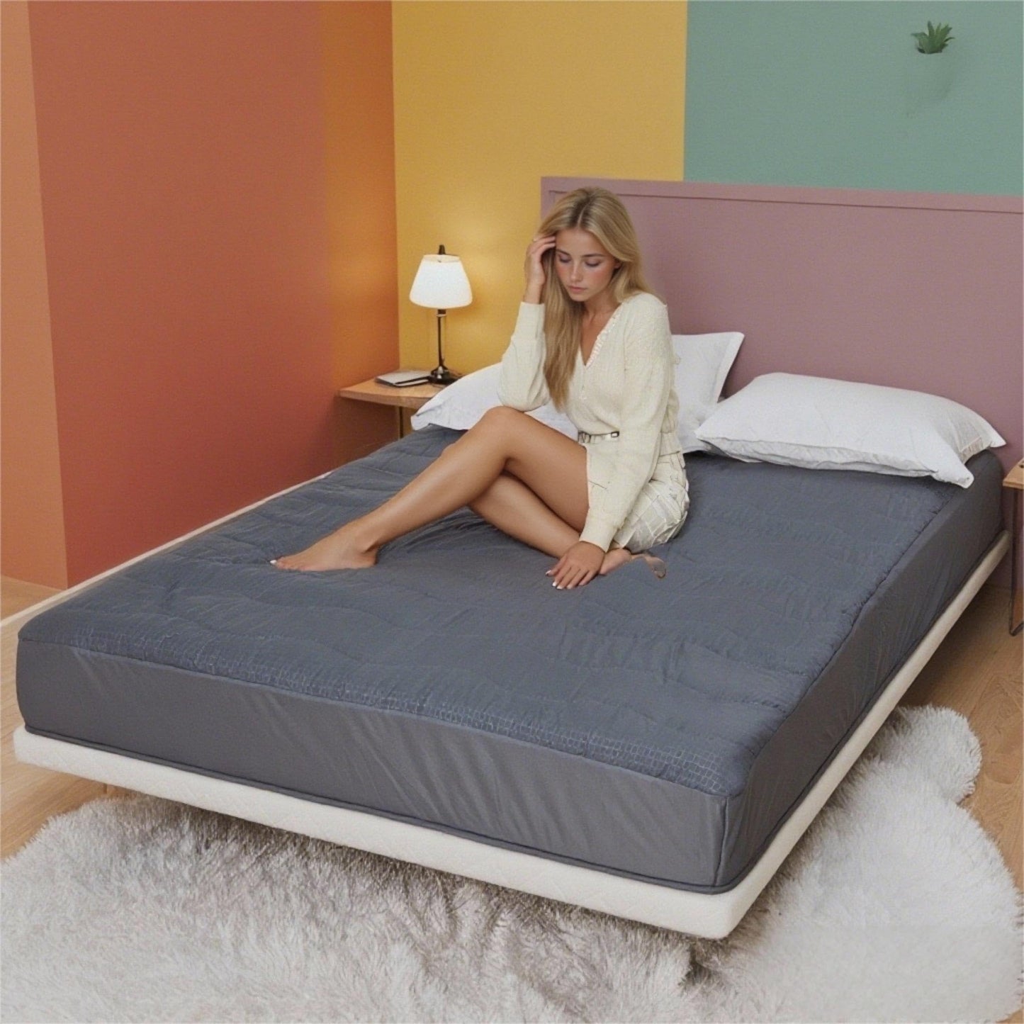 RALYSUN Electric Mattress Pad Full Size 54"x75" for Home Use, Premium Brushed Fabric, 4 Heat Settings & 10 Hours Auto Off, Overheat Protection, Elastic Deep Pocket, Machine Washable, Gray