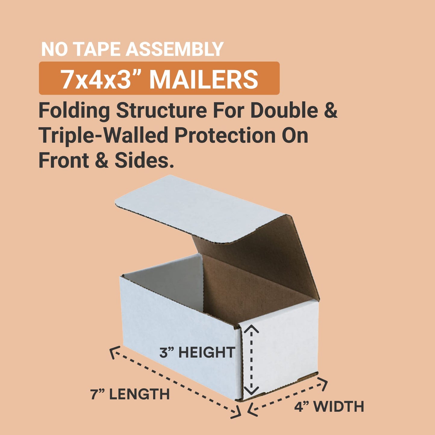 BOX USA Shipping Boxes Small 7"L x 4"W x 3"H 50-Pack - Corrugated Cardboard Box for Moving, Mailing, Packing, Packaging and Storage
