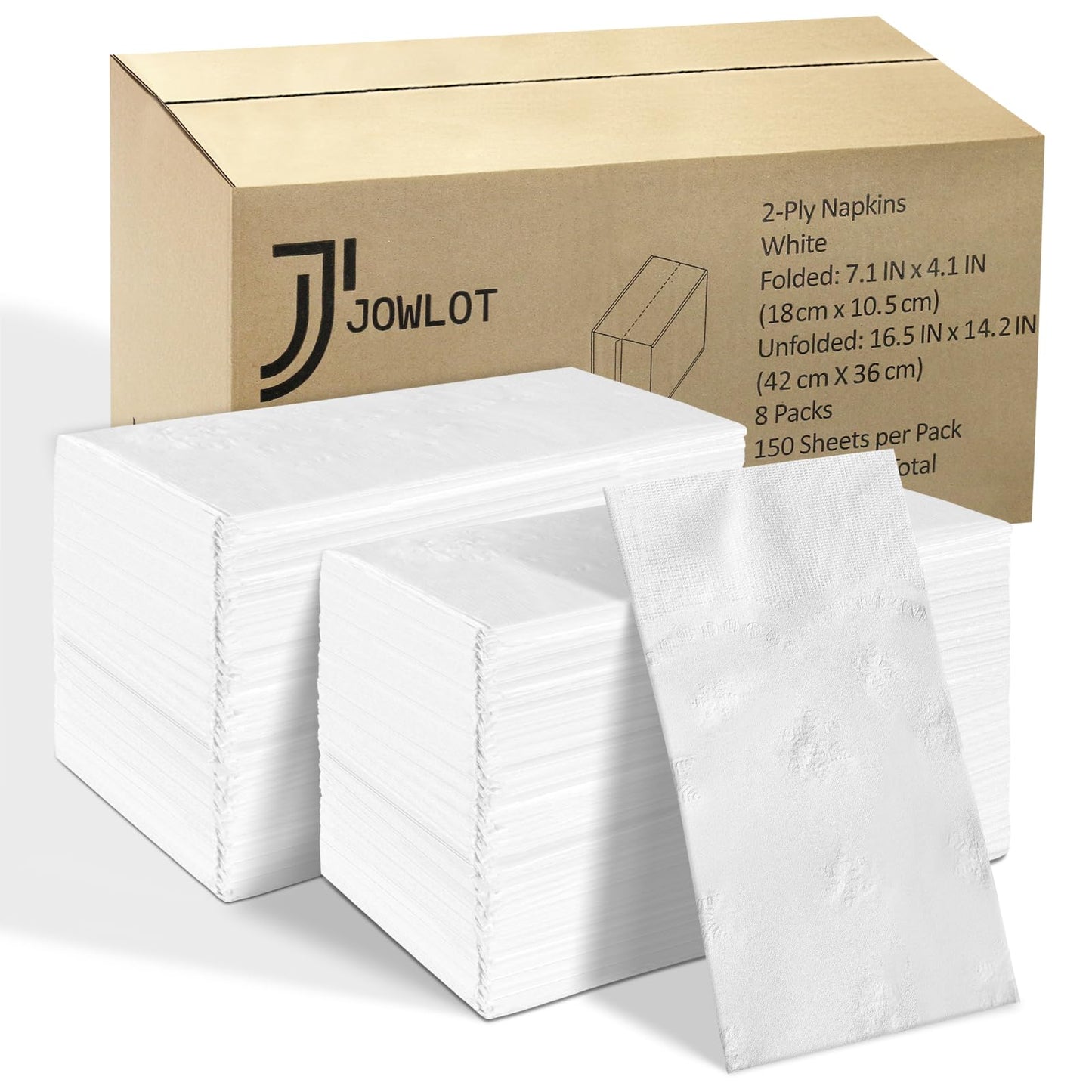 JOWLOT Disposable Napkins, 2-Ply 1200 Count Paper Dinner Napkins, White Napkins Bulk for Wedding Party Bathroom and Everyday Use (16.5” x 14.2”)