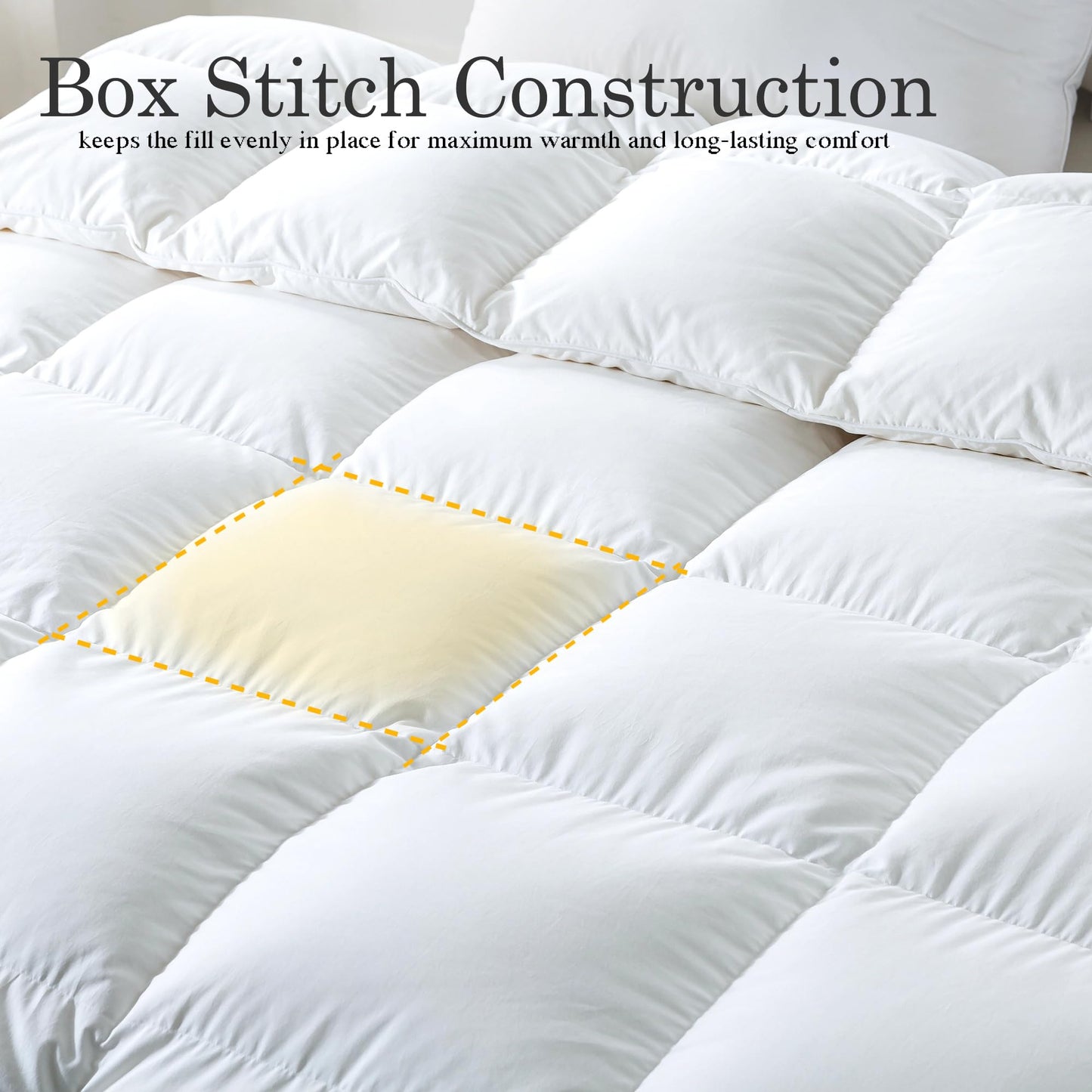 ELNIDO QUEEN® Feather Comforter Queen Size, Filled with Feather and Downfiber, All Season White Luxury Hotel Fluffy Bed Comforter, Ultra Soft 100% Cotton Duvet Insert, 90x90 Inch