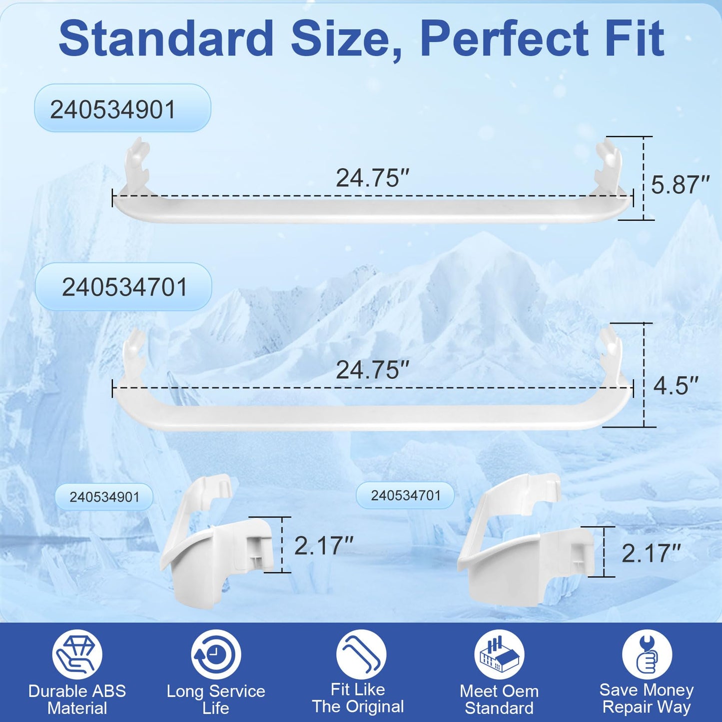 240534701 x1 & 240534901 x2 Refrigerator Door Shelf Retainer Bar Compatible with frigidaire ken-more Door Shelf Replacement Refrigerator Parts Replaces AP3214631 PS734936 948952 AP3214630 PS734935