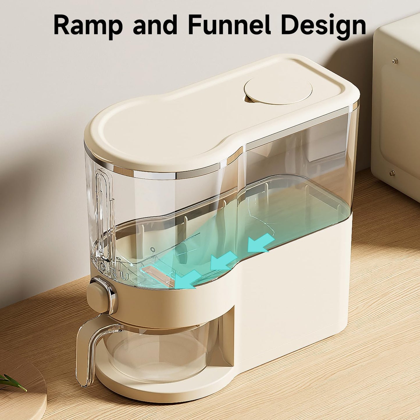UFORU Rice Dispenser, 22 Lbs Rice Storage Container with Measuring Cup for Kitchen Pantry Household, Cereal Dry Food Storage Containers Airtight, Sealed Moisture Proof, Cream White