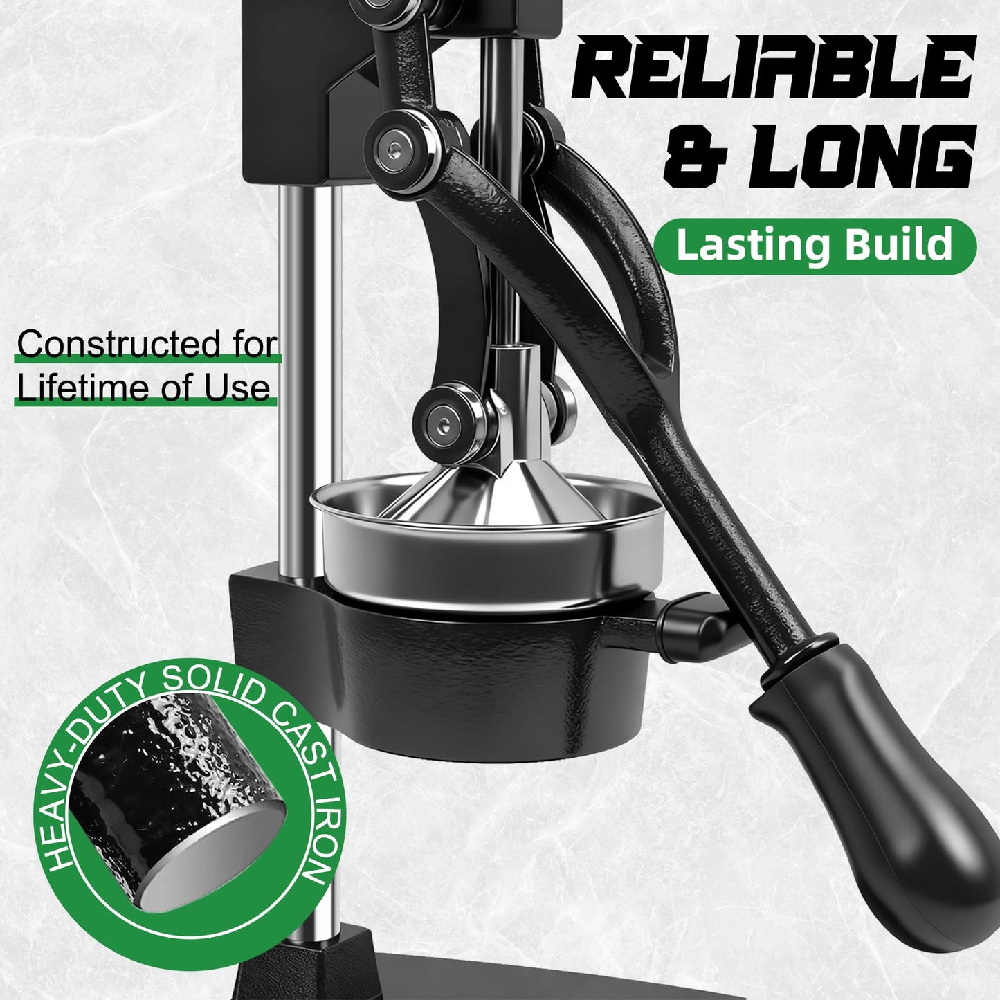 Hand Press Juicer Machine, Commercial Heavy Duty Cast Iron manual Press, for Orange Juice Lime Lemon Pomegranate, Easy to Use & Clean