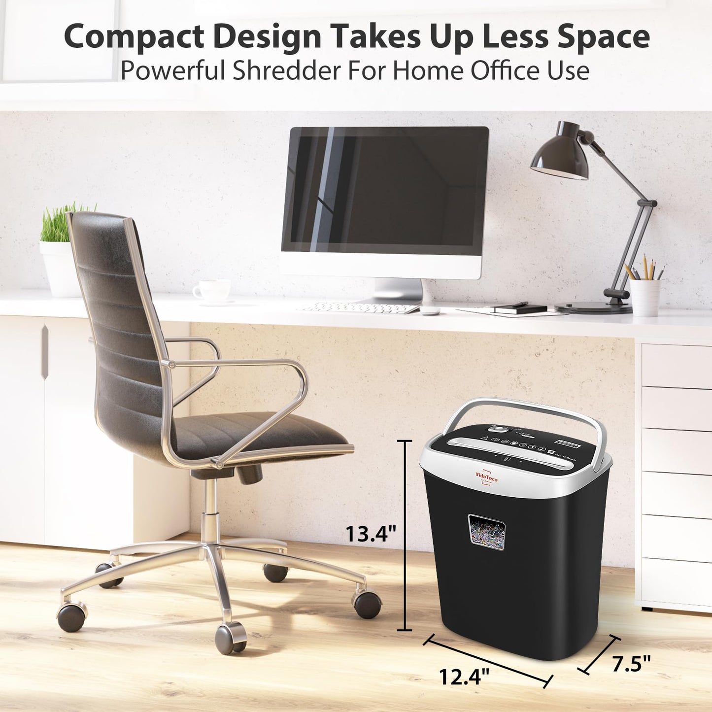 VidaTeco 10-Sheet Paper Shredder for Home Office, P-4 High Security Cross Cut Heavy Duty Shredder, Anti-Jam & US Patented Cutting, Shreds Credit Cards, CDs, Staples & Paper Clips,3.9-Gallon Basket,ETL