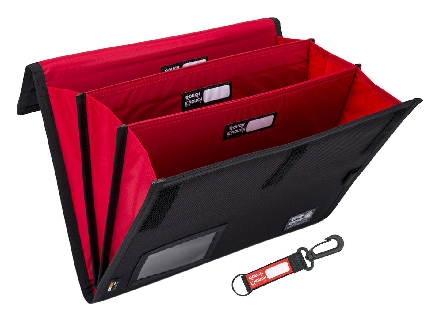Rough Enough Expanding File Folder, 13x10 Inch Water Resistant Accordion Document Organizer with 3 Dividers, Portable Cordura Portfolio for Office Travel Home, Black