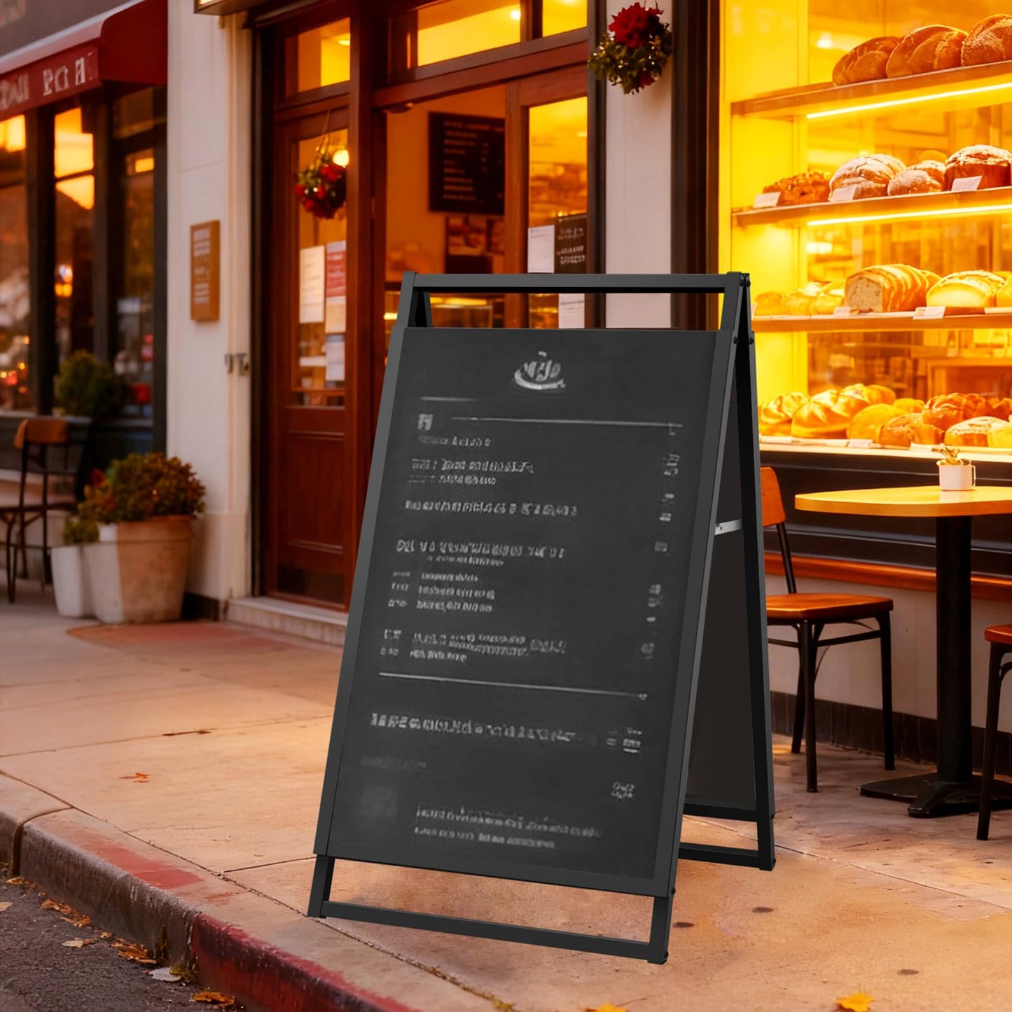 Heavy Duty Slide-in Folding A Frame Sign Sidewalk Sign20x30Inch Sandwich Board Steel Metal Double-Side Pavement sign Corrugated Plastic Poster (20x30 inch(Frame only))