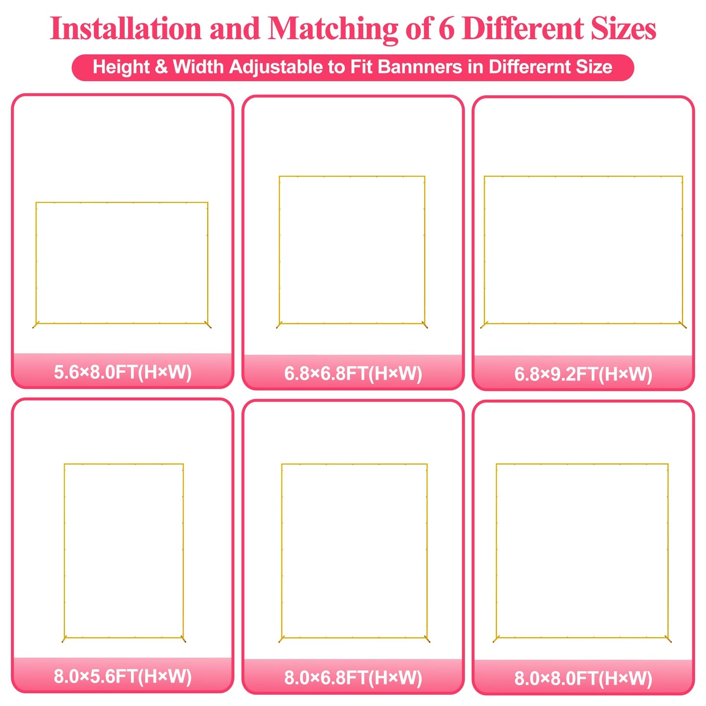 Wokceer Wedding Arch Backdrop Stand Square 8 x 8 FT Wedding Arches for Ceremony Metal Balloon Arch Frame for Wedding Birthday Party Garden Arbor Anniversary Event Decor