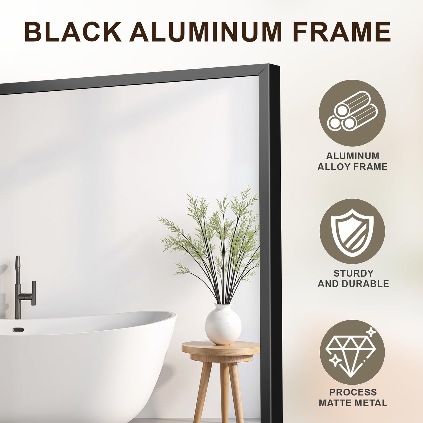 FICTOR Bathroom Vanity Mirror-Black, 36" x 24", Shatterproof & Anti-Rust, Wall Mount Rectangle Mirrors with Metal Frame for Over Sink, Bathroom, Bedroom, Living Room,Entryway
