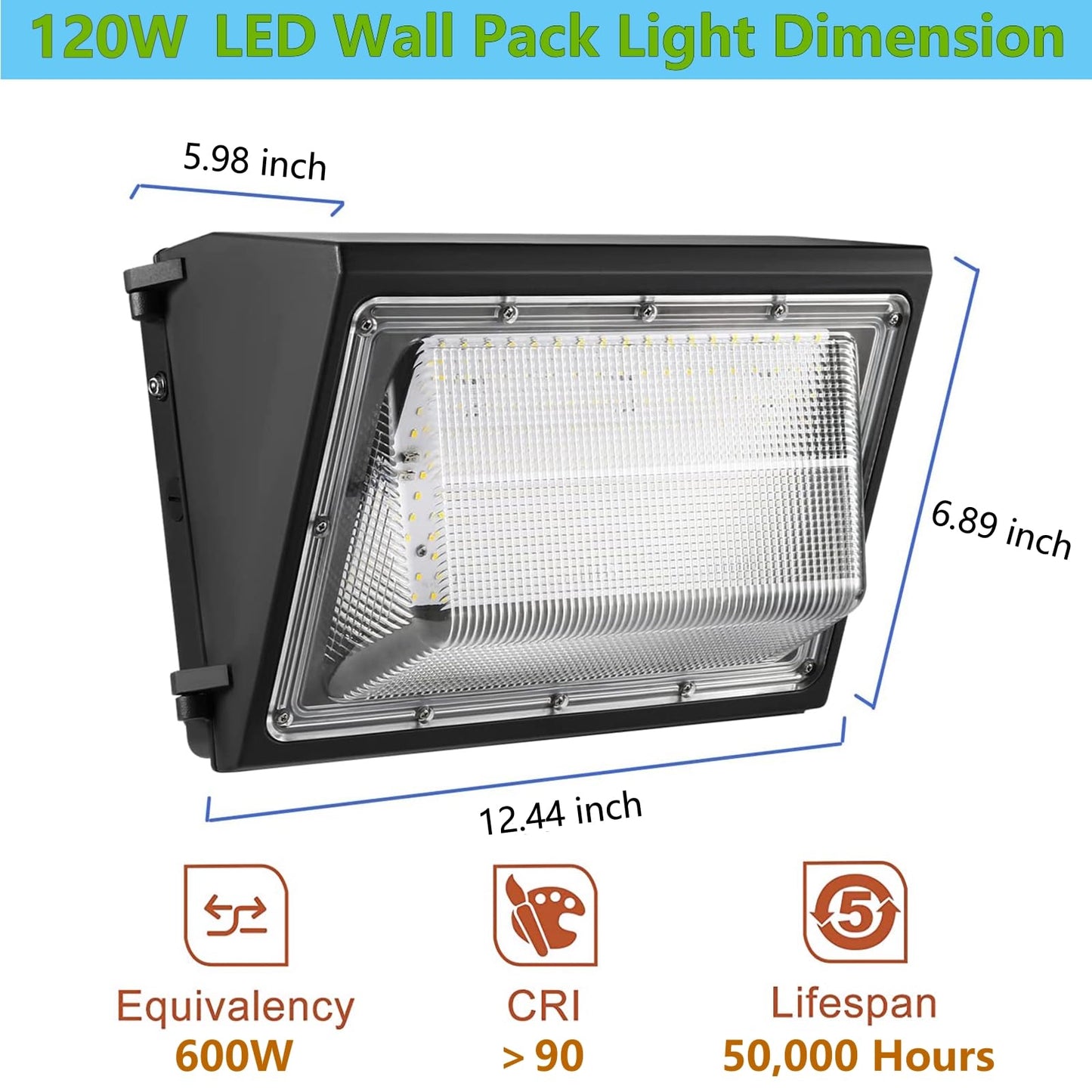 1-10V Dimmable 120W LED Wall Pack Light with Dusk to Dawn Photocell, 100-277V 16800LM 800-1000W HPS/HID Equiv., 5000K Outdoor Security Lighting, ETL Commercial Wall Mount Lights for Building