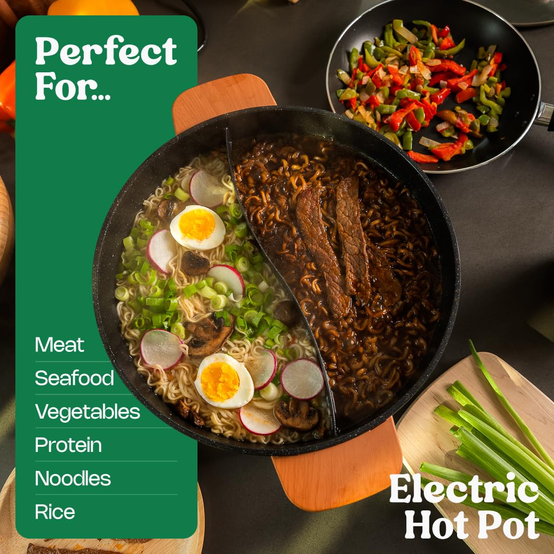 Hot Pot Electric - Portable Electric Hot Pot Cooker - Hot Pot Electric with Divider - Chinese Hot Pot, Shabu Shabu Hot Pot - Versatile Hot Pot Cookware - Hot Pot by Rolka