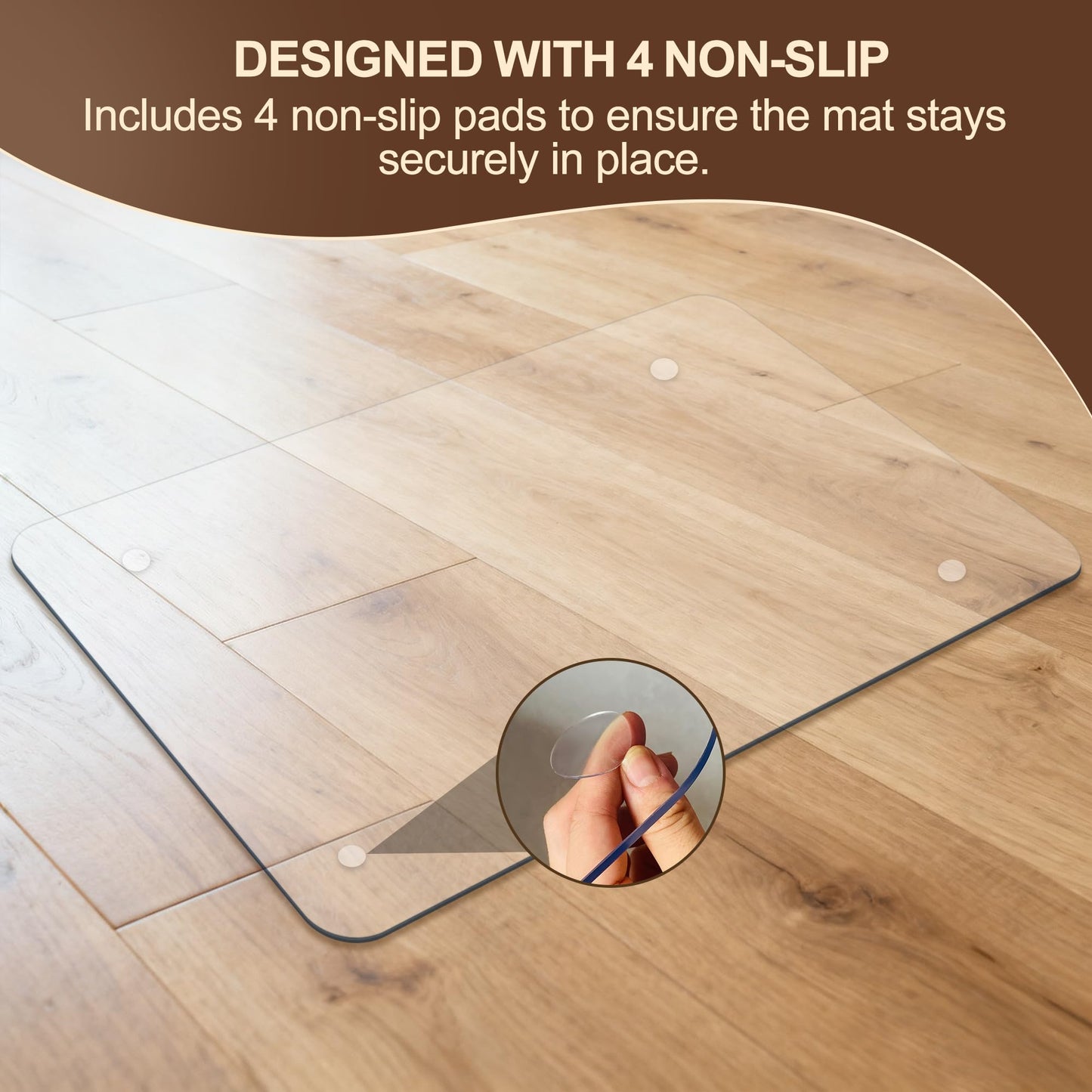 [Upgraded Version] Office Chair Mat for Carpet, 48" x 32" - 0.15" Thick Premium Chair Mats Hard Floor,Odorless, Easy to Clean with 4 Non-Slip Pads for Carpet & Hardwood Floors