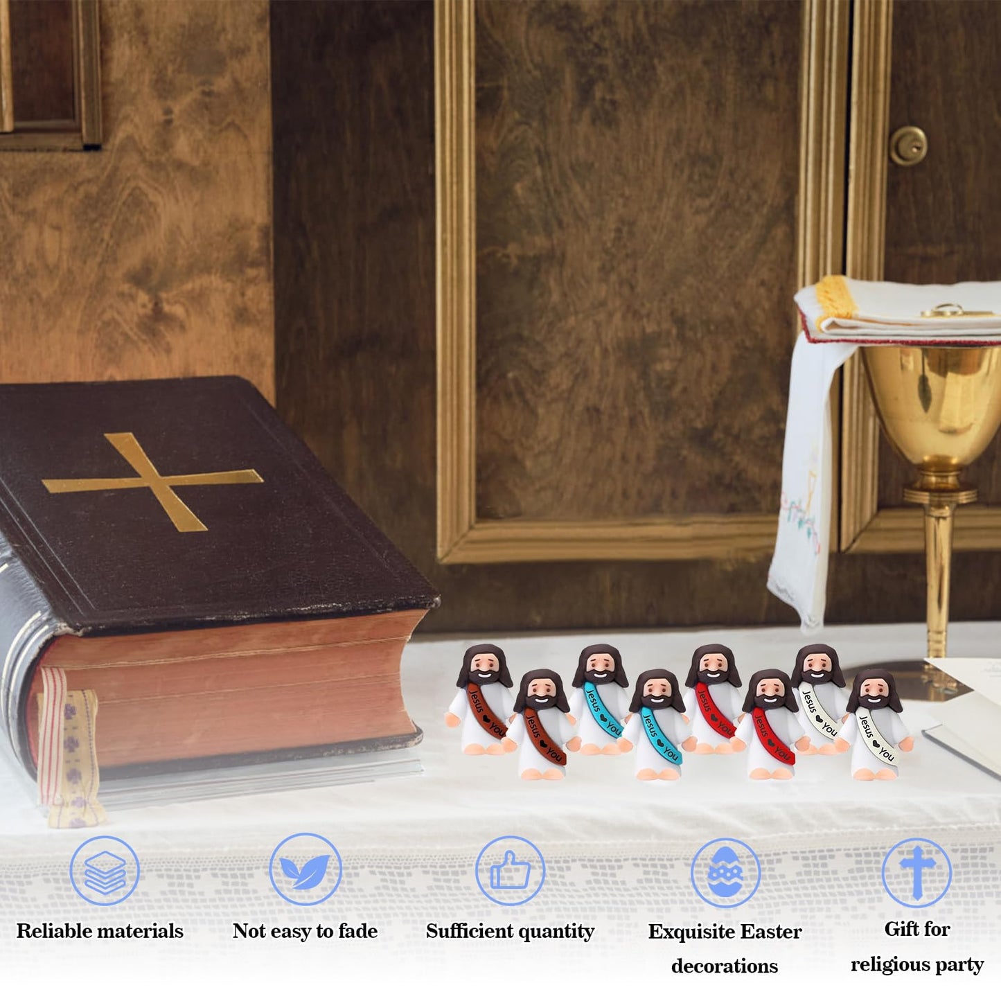IEUHDKWL 300pcs Mini Jesus Figurines in Bulk Tiny Jesus Figures Hide and Seek Religious Party Favors Sunday School Baptism Gifts