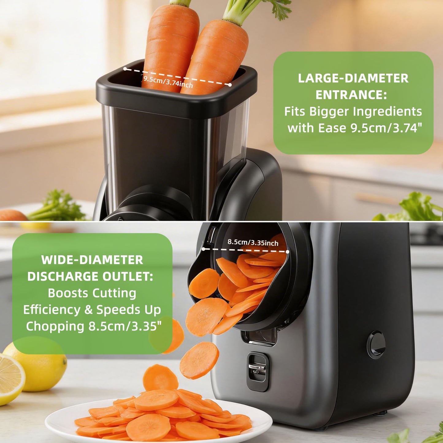 Electric Cheese Grater and Vegetable Slicer, 4 in 1 Salad Maker with Stainless Steel Blades, One-Touch Control Multifunctional Rotary Cutter for Potatoes Carrots Cucumbers Fruits Salad etc.