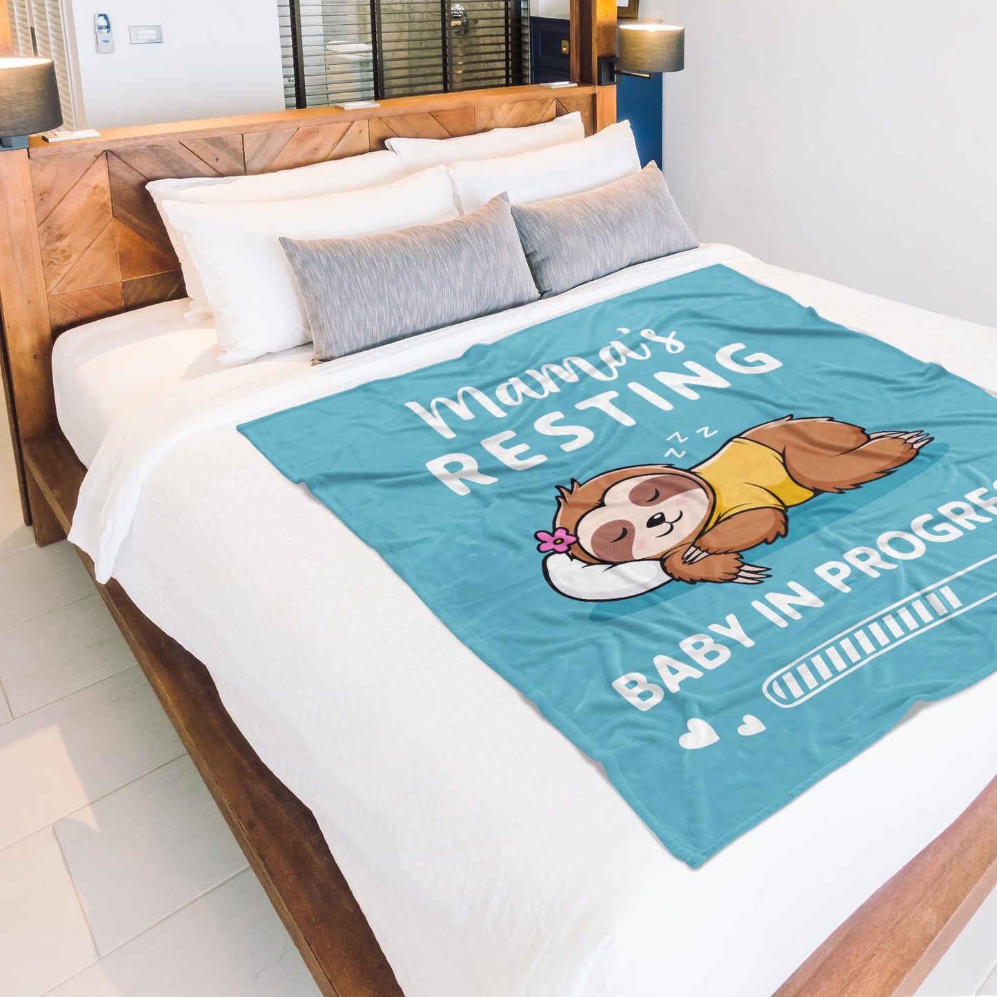 New Mom Gifts for Pregnant Women, Pregnancy Gifts for Expecting Mom, Funny Maternity Blanket Gift for Mama to be, First Time Moms, Mothers Day Birthday Gift for Pregnant Women, (60'' X 50'', Cyan)