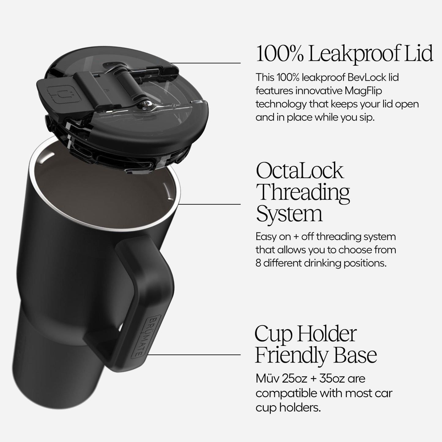 BrüMate Müv - 35oz 100% Leak Proof Insulated Coffee Mug with Handle & Lid - Stainless Steel Coffee Travel Mug - Double Walled Coffee Cup (Dark Aura)