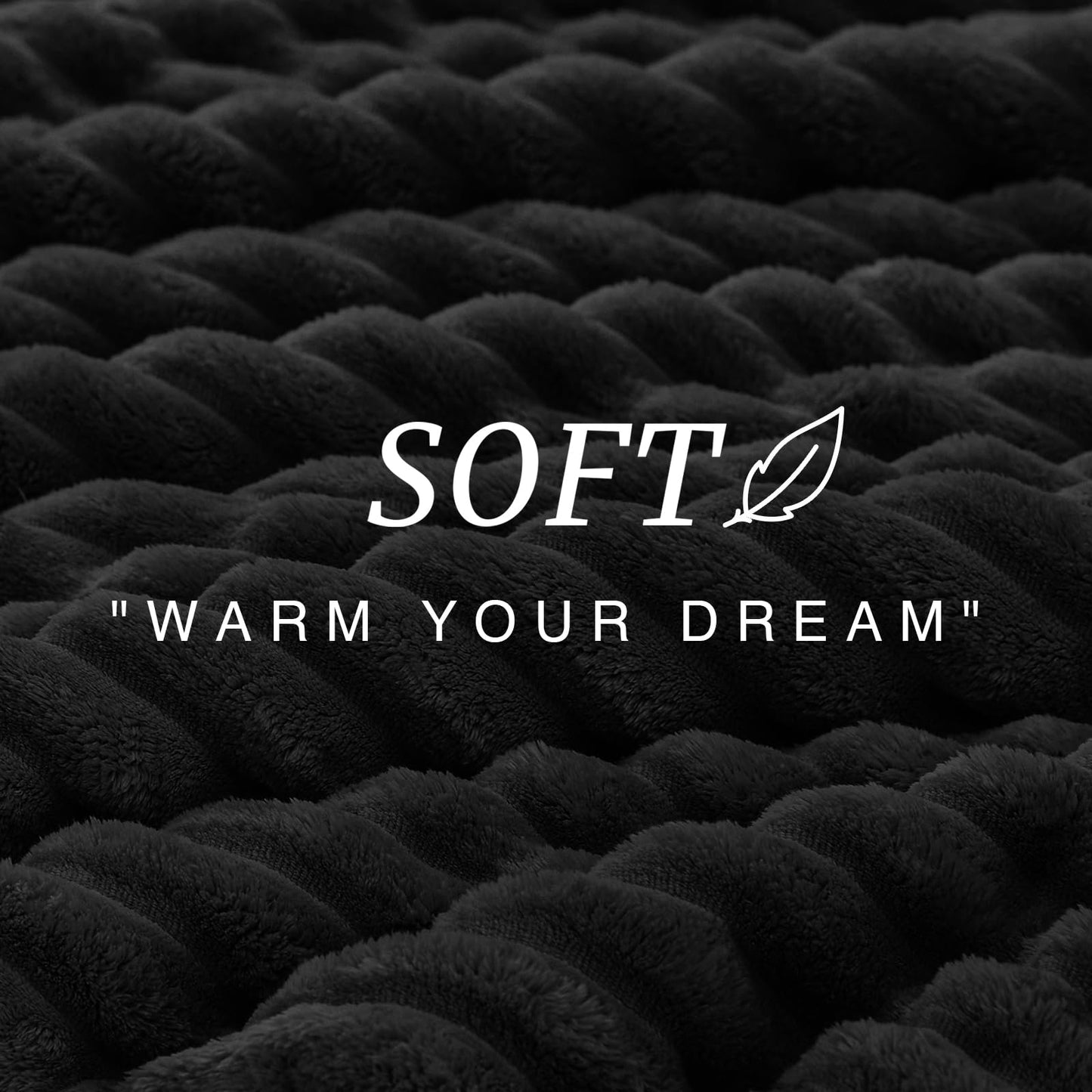 EXQ Home Fluffy Comforter Set Full Size - Super Soft Faux Fur Stripe Jacquard Comforter 3 Pieces, Black Fleece Bedding Set,Winter Warm Bed Set,1 Comforter with 2 Pillowcases