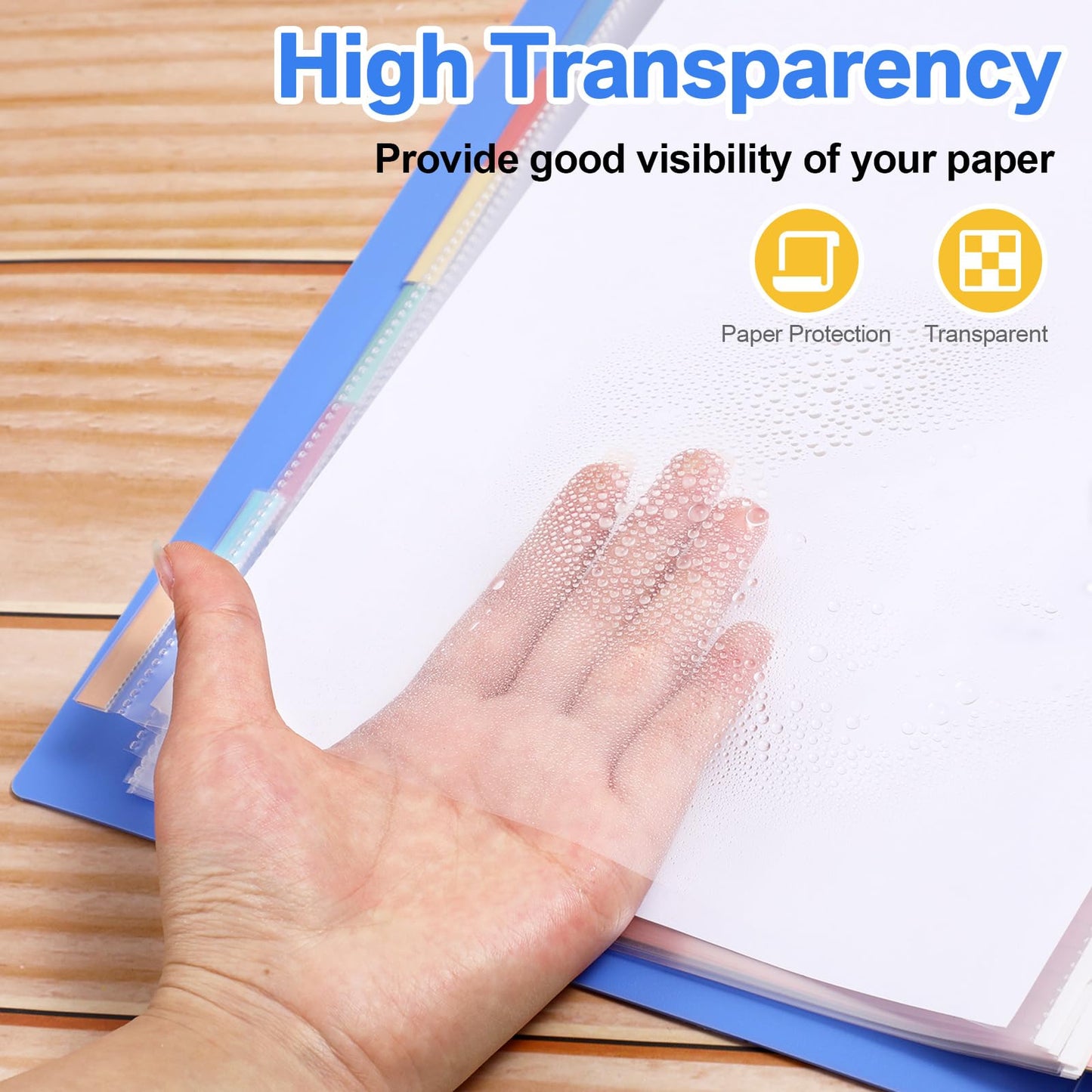 ReliThick 20 Set of 160 Pack Clear Sheet Protectors for 3 Ring Binder with 8 Tab Divider, Letter Size 8.5 x 11 Inch Plastic Sleeves Page Protector for Documents Photos School Office Home Organization