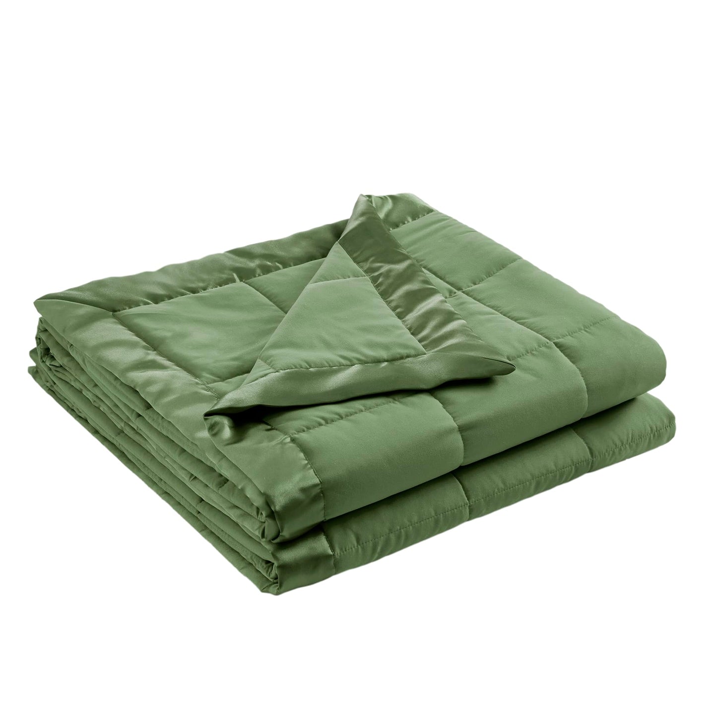 Madison Park Queen Blanket Quilted Microfiber, Satin Binding, 3M Scotchgard Moisture Wicking, Soft and Lightweight Summer Blanket for Couch, Windom, Full/Queen, Green