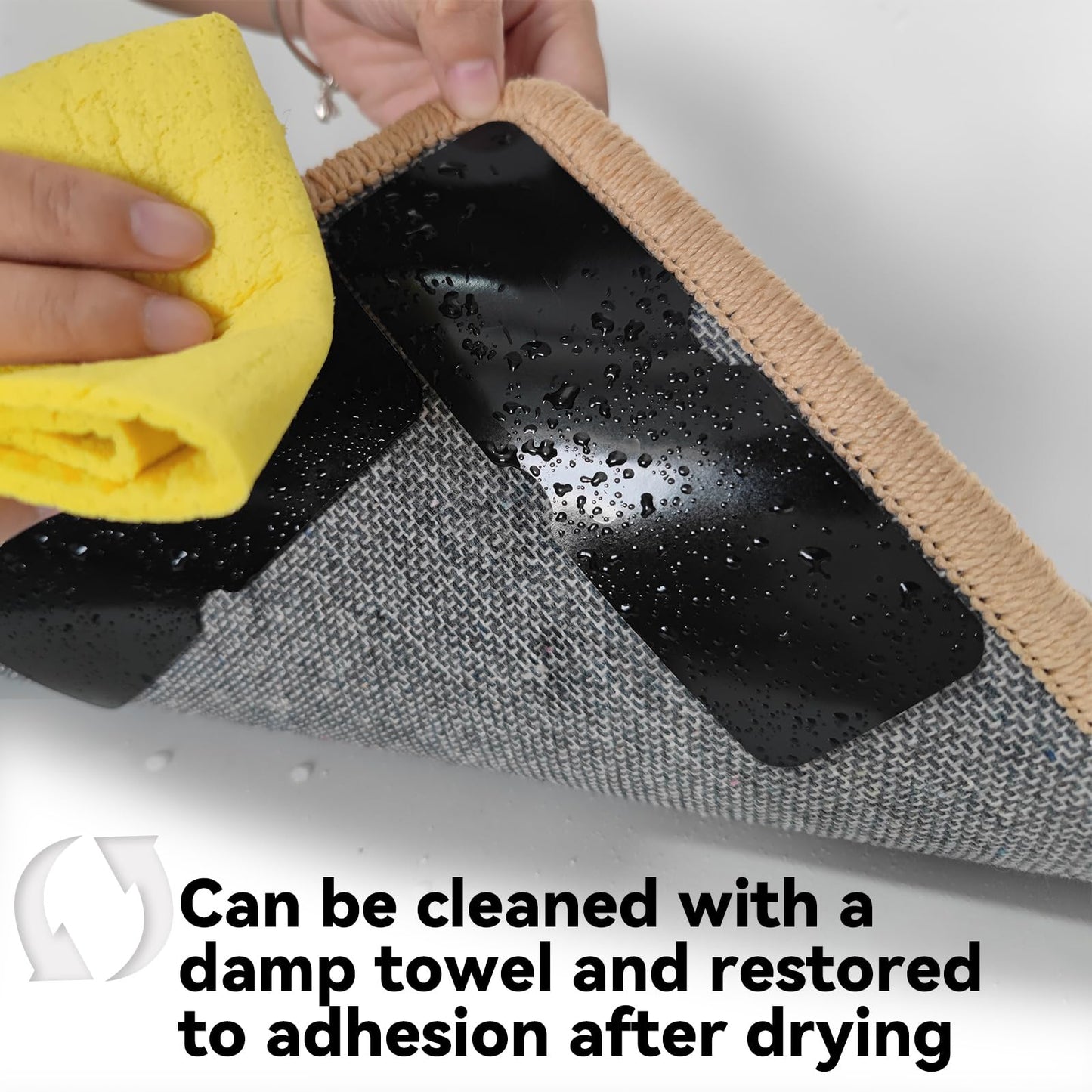 Rug Carpet Non Slip Grippers, Reusable Rug Tape, No Damaging for Hardwood Floors and Tiles, Carpet Grippers Stickers Pads for Area Rugs Corners Flat, 24Pcs