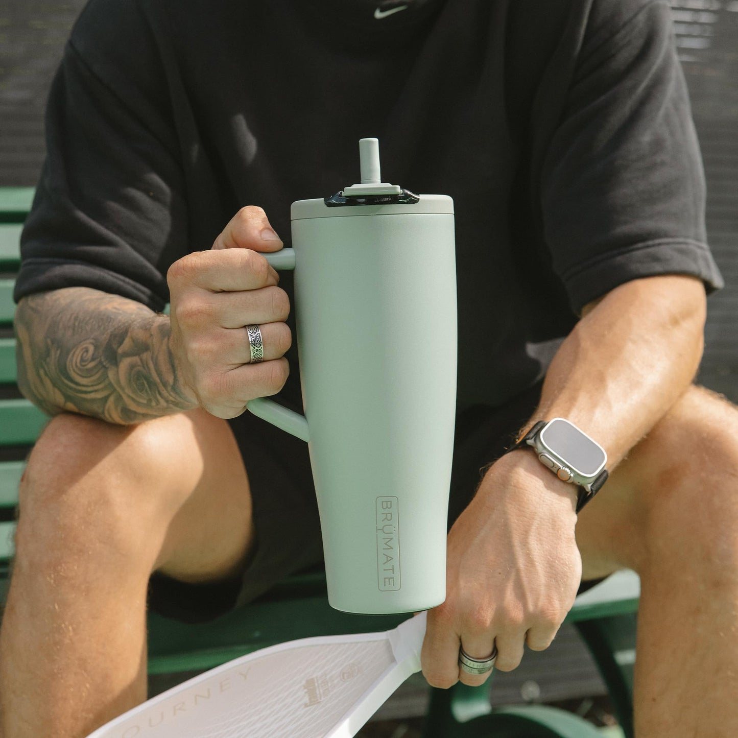 BrüMate Era Flip 40oz Tumbler with 100% Leakproof Covered Straw Lid | Hygienic Covered Straw | Insulated Stainless Steel Water Bottle with Handle | Cup Holder Friendly | BPA-Free (Lilac Dusk)