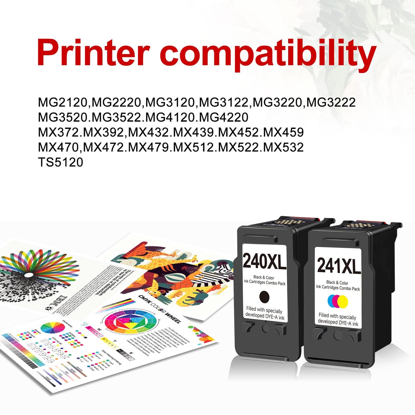 Oillike 240xl 241xl Ink Cartridges Replacement Compatible for Canon PG-240 CL-241 XL pg240 cl241 Combo Pack for MG3620 MG3600 MG3520 TS5120 MG2120 MX472 MX452 MX512 MX532 Printer (1 Black,1 Color)