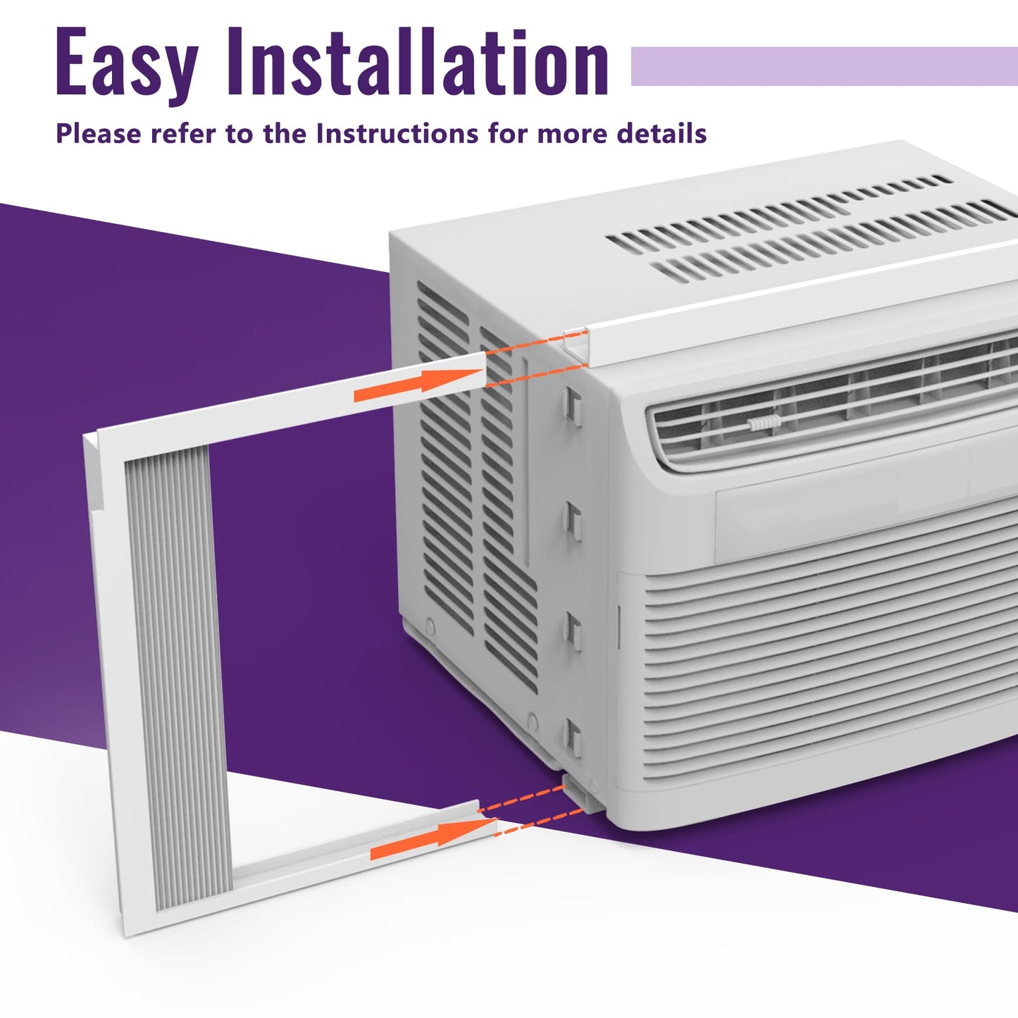 Mxclimate Window Air Conditioner Side Panels with Frame,Window AC Accordion Filler Curtain Kit,Adjustable Insulation Panels for Window AC Seal Replacement Screen (10,000 BTU)