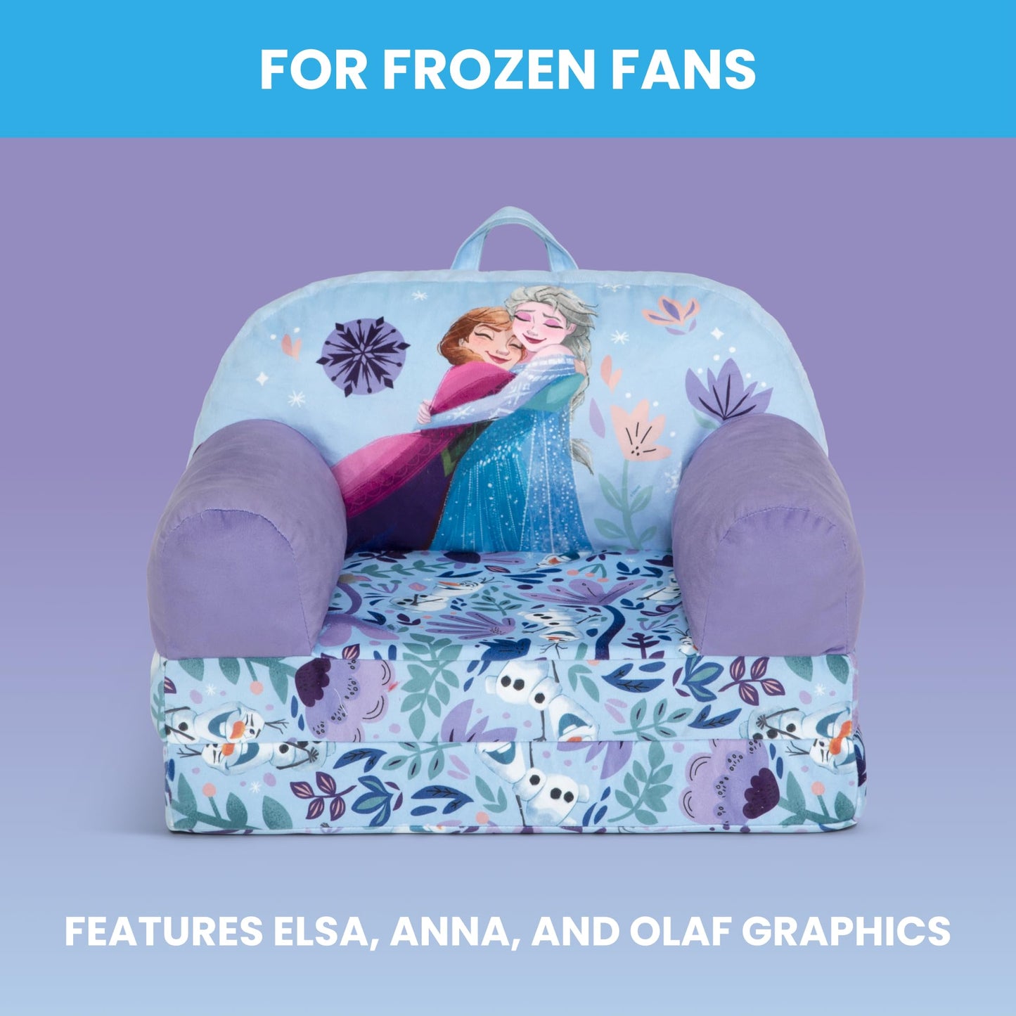 Delta Children - Disney Frozen Cozee Buddy Flip-Out Kids Chair, Purple