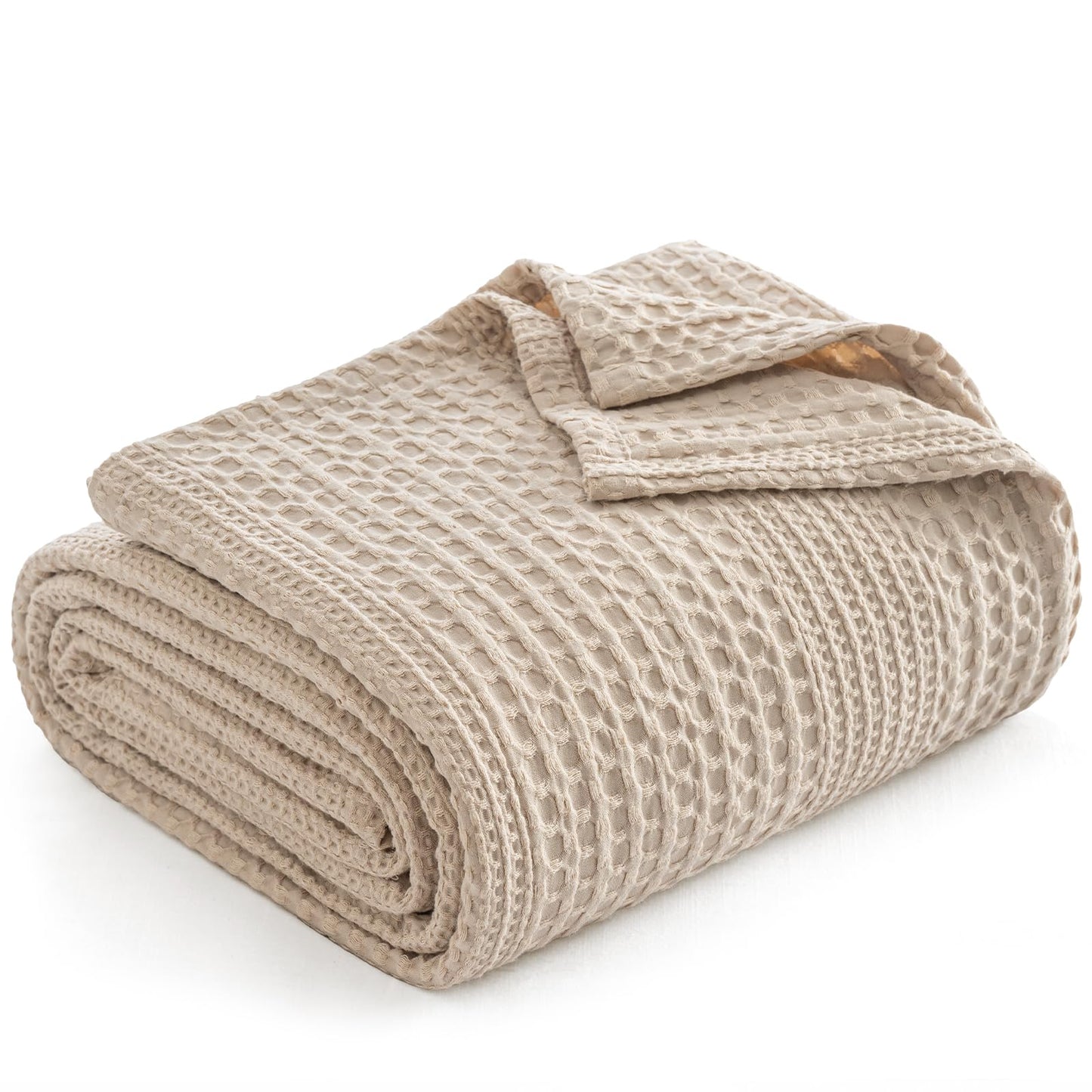 PHF Lightweight Waffle Weave Blanket King Size, Breathable & Ultra Soft, 104"x 90" Soft & Cozy Thin Blanket for Spring & Summer & Hot Sleepers, Bed, Home Decor - Light Tan