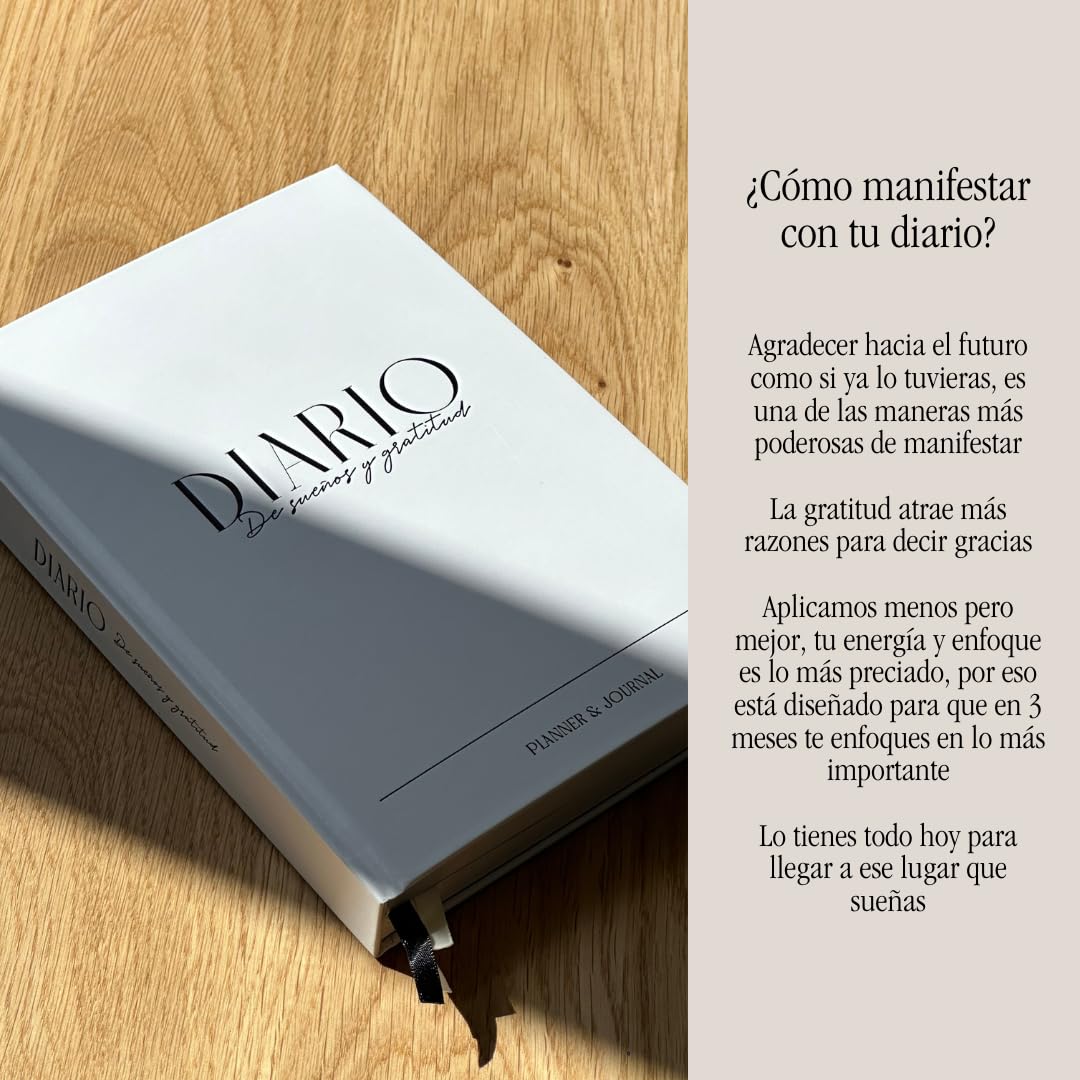 Daily Gratitude Journal & Dreams Planner (Spanish Edition) | Undated 2-in-1 | For Mindfulness, Purpose & Success | Includes Mirror for Affirmations & Luxury Gift Box – Stay present while achieving your dreams - Diario de Sueños y Gratitud