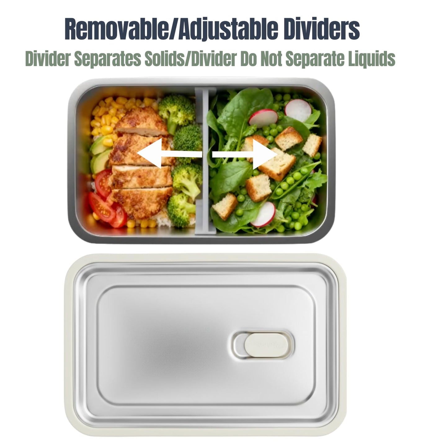 Modaniam Stainless Steel Bento Box, Stainless Steel Lunch Box for Adults, 42 OZ, Metal Lunch Box, Lunch Containers with Compartment, Vanilla, Leak Proof