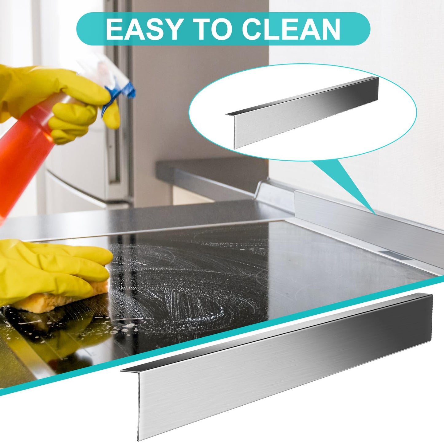 Blulu 304 Stainless Steel Universal Gap Filler - 36'' x 2.5'' x 1'' Stainless Steel Stove Gap Covers for Microwave/Oven/Range/Cooktop Kitchen Decor