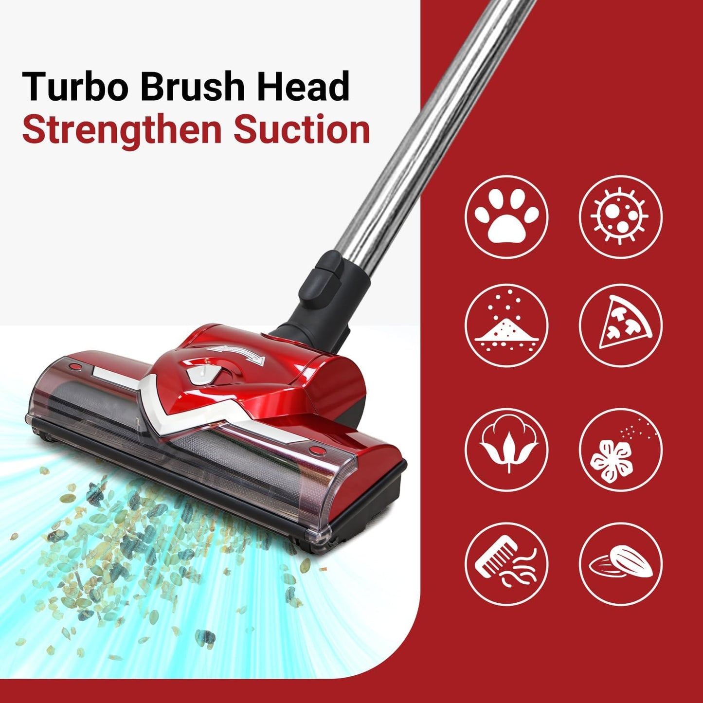 EZ SPARES Turbo Brush Head Compatiable with Mie C1 C2 C3 Vacuum Cleaner Brush Head 35mm 1 3/8 Inch,Particularly Suitable for Carpet Use, Built-in Roller for Enhanced Suction Power(Red)