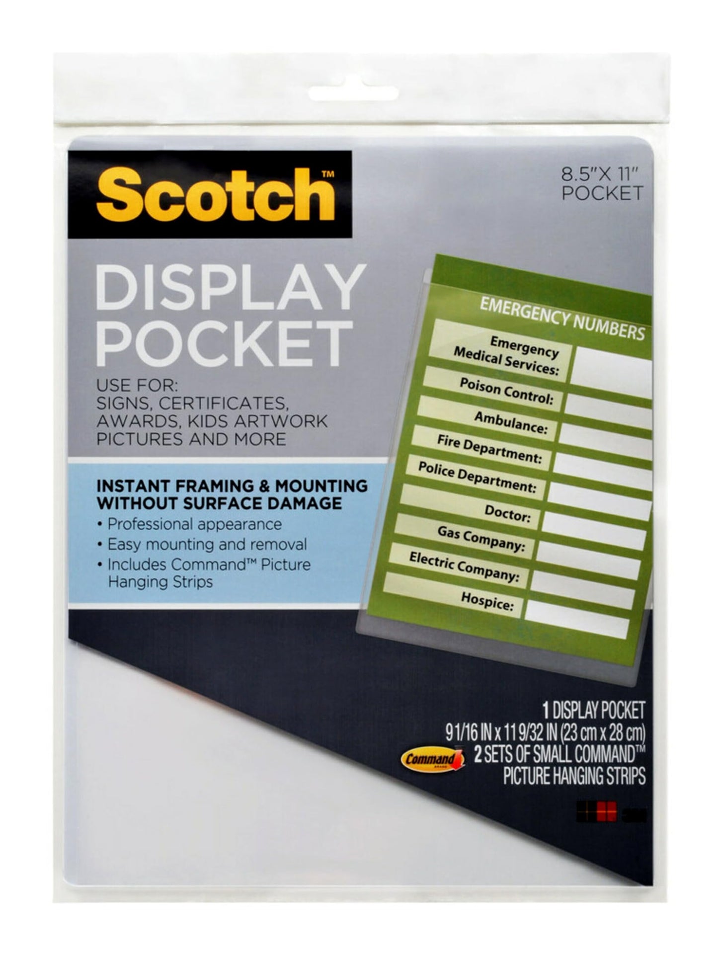 Display Pocket, Removable Interlocking Fasteners, Plastic, 8-1/2 x 11, Clear, Sold as 1 Each, 6PACK , Total 6 Each