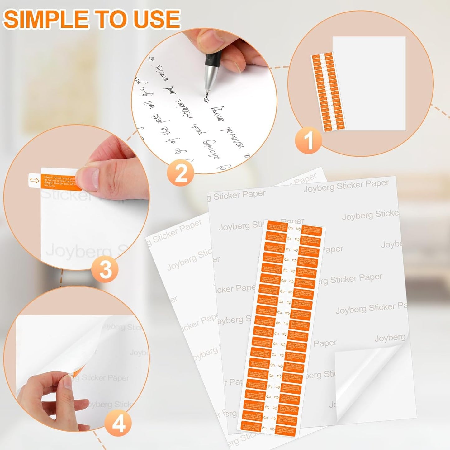 Printable Sticker Paper for Inkjet Printer, 300 Sheets 8.5" x11'' Matte Sticker Printer Paper Full Sheet Labels for Laser/Inkjet Printers, Letter Size