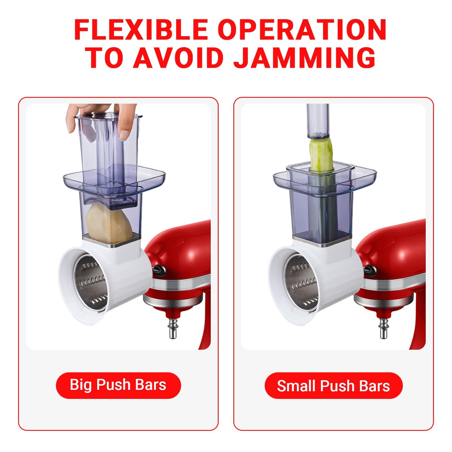 Slicer & Shredder Attachment for Kitchen Aid Stand Mixers, with 2.8IN Large Feed Chute, Oversized Cheese Grater Accessories with 4 Food Grade Blades, 304 Stainsless Steel, Dishwasher Safe