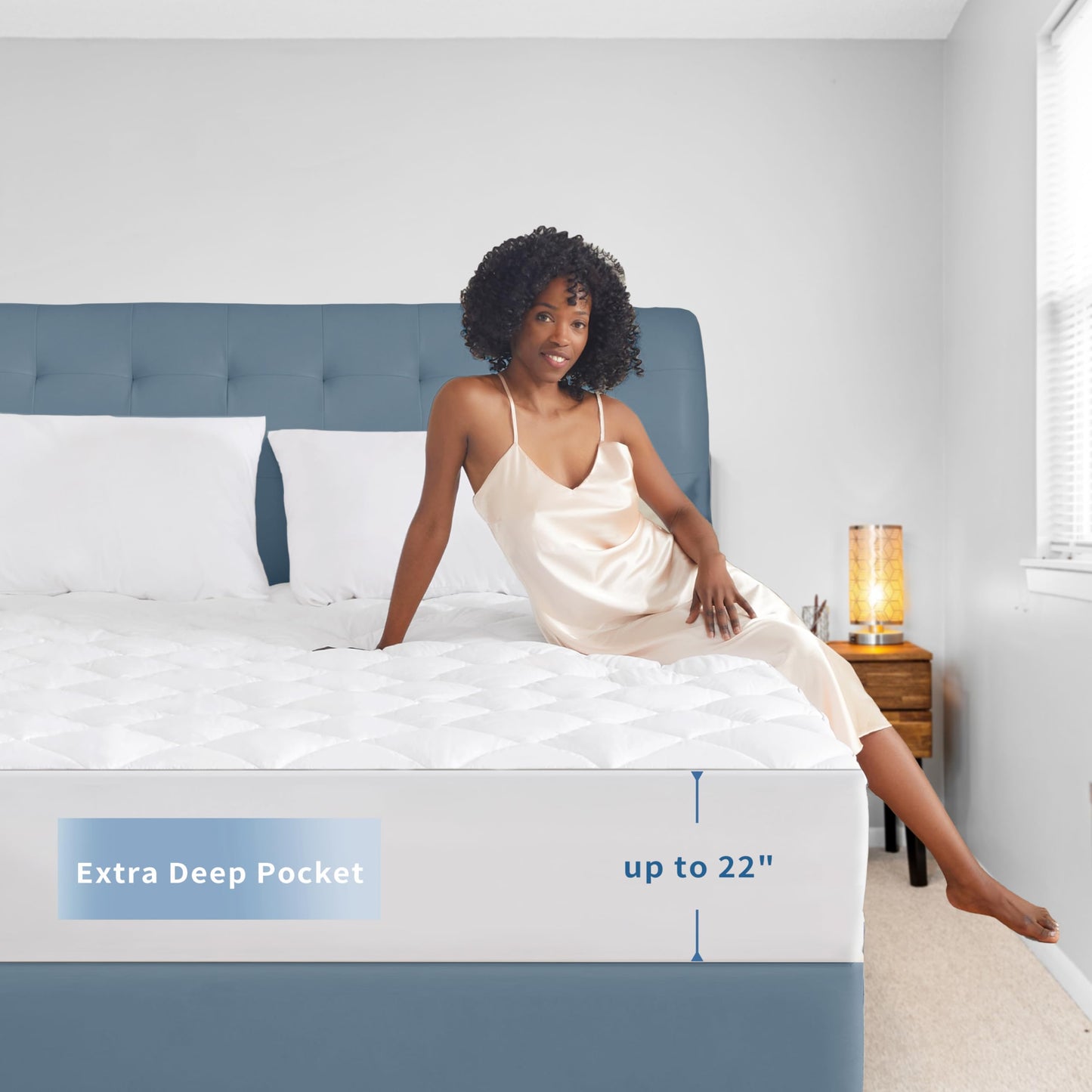 Sunflower Queen Mattress Pad Cover, Cotton Mattress Cover Hypoallergenic, Extra Deep Pocket 18"-22" Quilted Mattress Protector Queen Size Thin Version, Soft Breathable and Noiseless