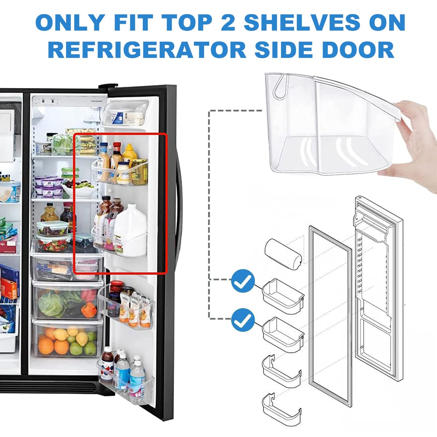 [2 PACK] UPGRADED 240324502 Door Bin Shelf Compatible with Frigidaire, Kenmore, Crosley Refrigerator, Replace 844402, 240430303, 241808203, 241808226