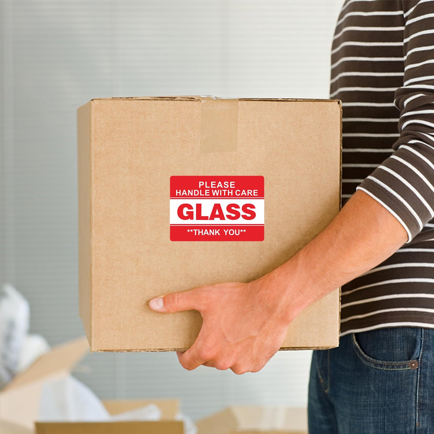 Aleplay Fragile Glass Stickers 2×3 Inch Shipping Packing Label Please Handle with Care Thank You - 300 Per Roll(10 Rolls)
