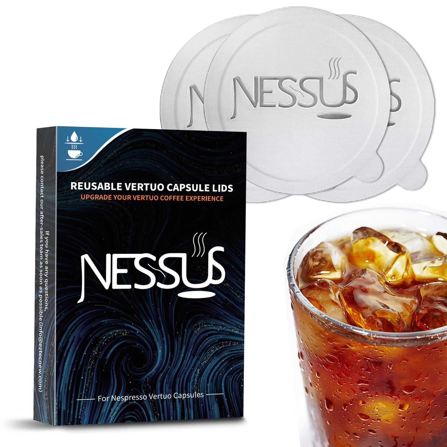 Nessus 200 PCS Original Aluminum Foil Seals Lids from Vertuo Reusable Pods Kit, [ALSeal EZ FIT] for Nespresso Refillable Pods, Compatible with Nespresso Vertuoline Machine(Foil Seals Only)